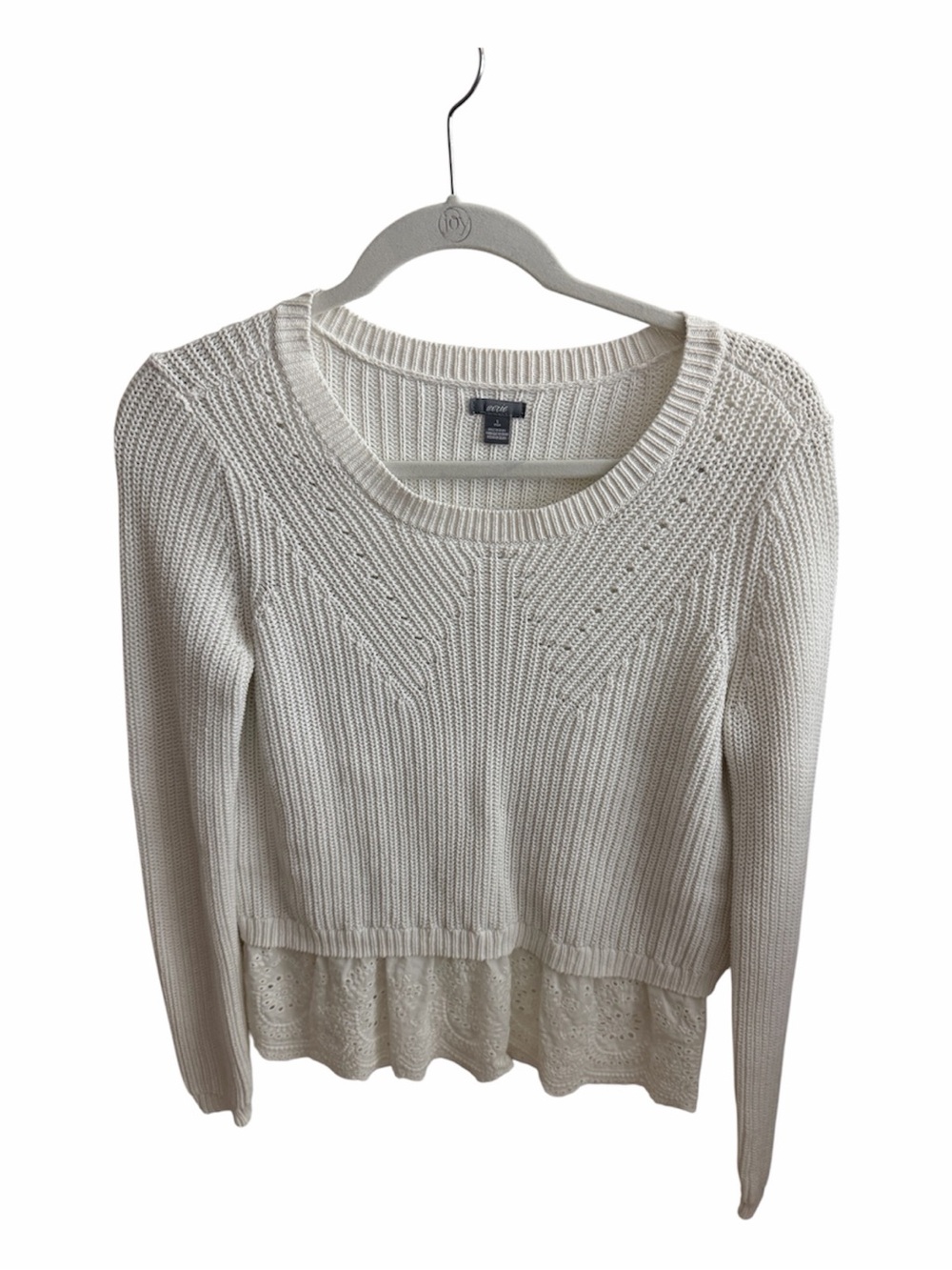 aerie Cream Knit Peplum Sweater